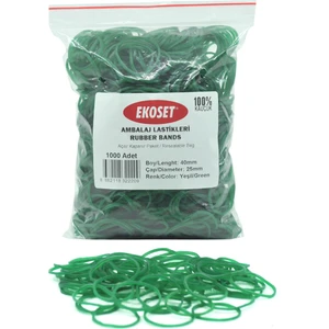 Kauçuk Renkli Paket Ambalaj Toka Maydonoz Para Lastiği Yeşil 40 mm 1000'LI