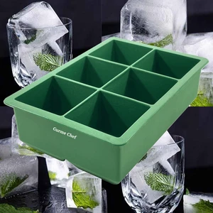 Gurme Chef Silikon Ekstra Büyük Boy 6'lı Küp Buz Kalıbı Yeşil Renk