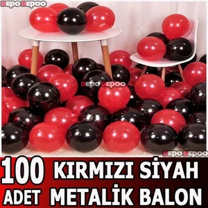 100 Adet Kırmızı,siyah Balon-Güzel-Uçan Balon  -Partisehri