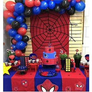 Spiderman Konsept 100ADET Kırmızı Mavi Siyah Balon ve 5 Metre Balon Zinciri Hediye