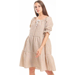 Gipeli Büzgülü Reglan Yaka Gofre Elbise | ELB33651
