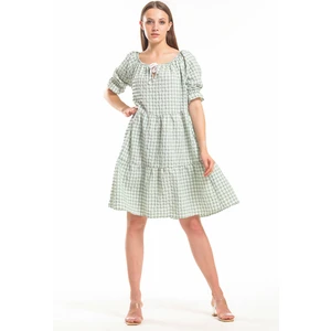 Gipeli Büzgülü Reglan Yaka Gofre Elbise | ELB33651