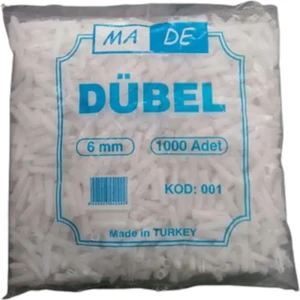 6 mm 1000Lİ Paket Standart Beyaz Dübel Made KOD:001