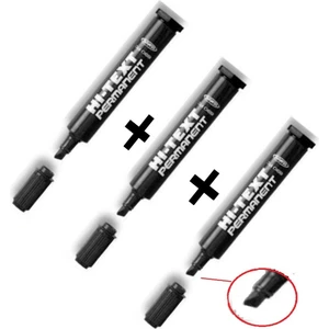 830.PC Siyah Kesik Uçlu Markör Permanent Kalem 3 Adet