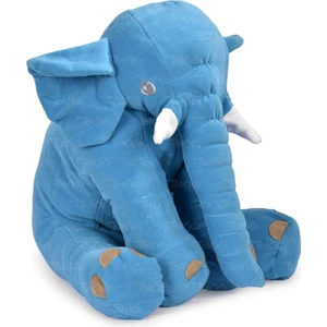 Xl Dev Boy 60 cm Fil Uyku Arkadaşım- Uyku Fili- Peluş Yumuşak Fil- Oturma Desteği Bebek Fili Mavi
