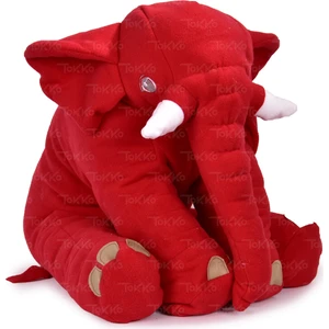 Xl Dev Boy 60 cm Fil Uyku Arkadaşım- Uyku Fili- Peluş Yumuşak Fil- Oturma Desteği Bebek Fili Kırmızı