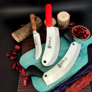 Pratik Kebap Bıçak Seti 3 Parça Et Bıçağı Kıyma Bıçağı Soğan Satırı