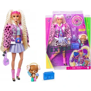 Ekstra Bebek / Kürklü Kolları ve Evcil Hayvan Oyuncak Ayı ile Üniversite Ceketli Barbie
