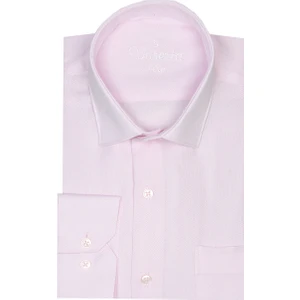 Erkek Pembe Oxfort Düz Uzun Kollu Klasik Kesim Tek Cepli Gömlek