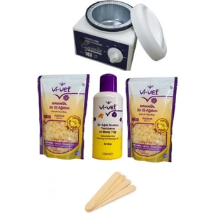 Mujgan Ağda Seti, Makine, 2 Adet Boncuk Ağda 250G Natural, Ağda Yağı