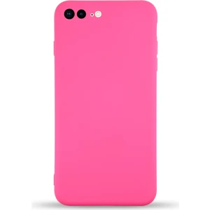 Case World Caseworld Apple iPhone 8 Plus Kapak Içi Kadife Kamera Korumalı Lansman Silikon Kılıf - Neon Pembe