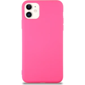 Case World Caseworld Apple iPhone 11 Kapak Içi Kadife Lansman Silikon Kılıf - Neon Pembe