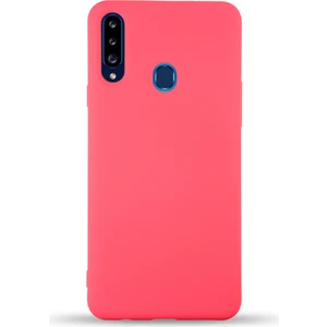 Case World Caseworld Samsung Galaxy A20S Kapak Içi Kadife Lansman Silikon Kılıf - Neon Pembe