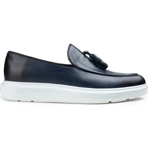 Deri Mavi Püsküllü Comfort Erkek Loafer