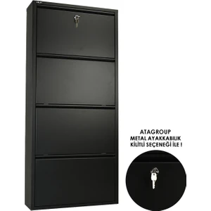 Ata Group 4'lü Kilitli Metal Ayakkabılık Siyah