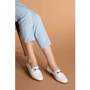 Deri Kadın Babet IZ.3501  - Beyaz - 39