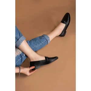 Deri Kadın Babet IZ.3501  - Siyah - 38