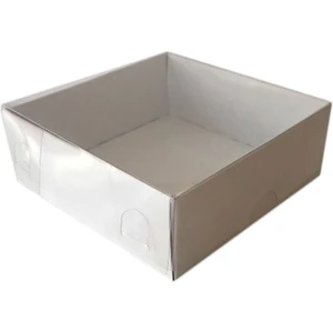 Eminönü Toptancı Asetat Kapaklı Karton Kutu Düz Renk 8X8X3 - 50 Adet  Beyaz