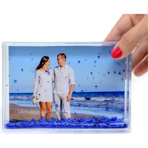 Mavi Simli Dikdörtgen Kar Küresi Fotoğraf Çerçevesi 11 x 16 cm