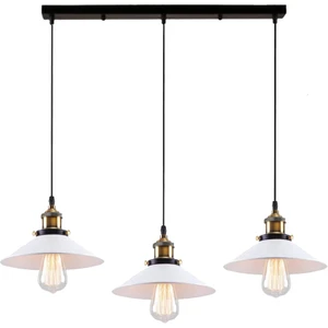 Retro Metal Beyaz Üçlü Sarkıt Avize GENIŞLIK:60CM
