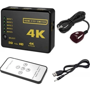 4775 HDMI Switch 5 Port Çoklayıcı Kumandalı 4K Ultra Hd Destekli Switch