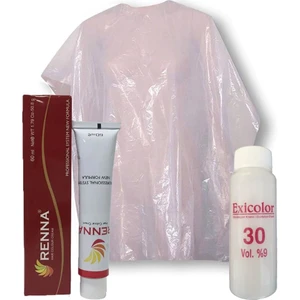 Saç Boyası 60 ml - 8.44 Kızıl Bakır + Exicolor 60 ml Oksidan 30 Volüm + Boya Naylonu