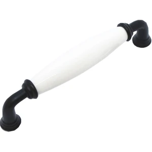 Porselen Dolap Mutfak Çekmece Mobilya Kulpu Mat Siyah Düz Beyaz 128MM (12,8cm) Aks.