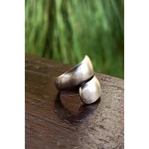 Fildişi Aksesuar Antik Gümüş Kaplama Kavisli El Yapımı Ayarlanabilir Yüzük