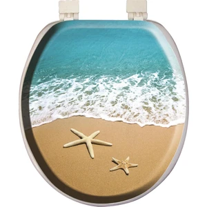 Jumbo Kumsal Desenli Yumuşak Klozet Kapağı Beyaz