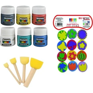 Nova Color Parmak Boyası Seti  Pon Pon Fırçalı  Baskı Kalıplı