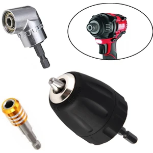 Şarjlı Vidama Matkap Için 1/4 Hex Adaptörlü Mandren Köşe Vidalama Hızlı Bits Adaptör Seti 3 Parça