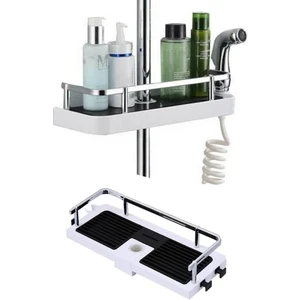 Banyo Direğine Asılabilir Köşelik Şampuanlık Sabunluk Çift Askılı Düzenleyici Raf Paslanmaz