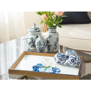 English Home Bleu Blanc Cam Dekoratif Tepsi 31 x 46 cm. Gold