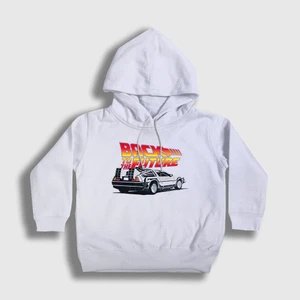 Unisex Çocuk Beyaz Delorean Film Geleceğe Dönüş Back To The Future Kapüşonlu Sweatshirt