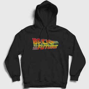 Unisex Siyah Logo Film Geleceğe Dönüş Back To The Future Kapüşonlu Sweatshirt