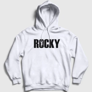Unisex Beyaz Logo Film Rocky Kapüşonlu Sweatshirt