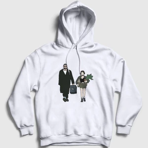 Unisex Beyaz Walk Film Leon Kapüşonlu Sweatshirt