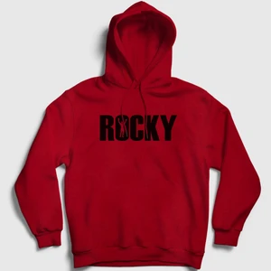 Unisex Kırmızı Logo Film Rocky Kapüşonlu Sweatshirt
