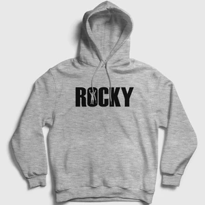 Unisex Gri Logo Film Rocky Kapüşonlu Sweatshirt