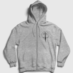 Unisex Gri Narsil Yüzüklerin Efendisi The Lord Of The Rings Fermuarlı Kapüşonlu Sweatshirt