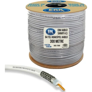 Cable Cable Anten Kablosu Rg6/u4 1.02MM 64TEL 300MT Erk Yerli