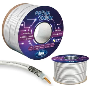 Cable Cable Anten Kablosu Rg6/u4 1.02MM 64TEL 100MT Erk Yerli