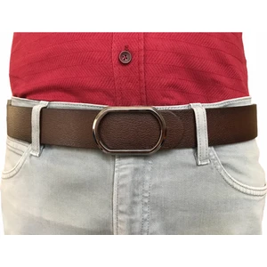 Goderi Deri Yeni Trend, Pimli Oval Siyah Nikel Tokalı, Dayanıklı Koyu Kahverengi Kemer 4 cm