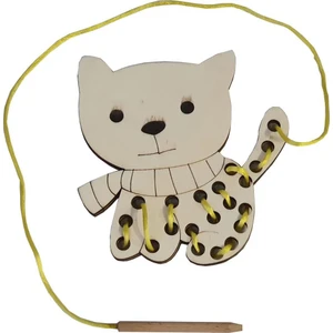 Woodylife İp Geçir Kedi Montessori Oyunu Sağlıklı Çocuk Oyuncak