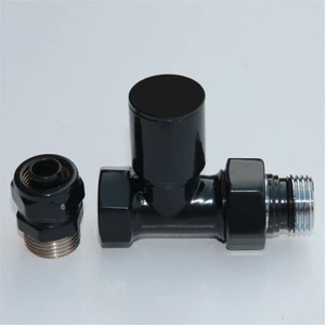 Radyatör Vanası 1/2'' Siyah Düz Pex (Metal Volanlı 16*2mm Boru Bağl. Rakorlu)