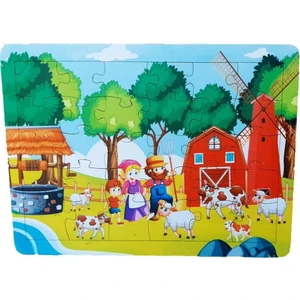 Woodylife Ahşap Puzzle Yapboz 30 Parça Aile Çiftlik Hayvan ve Insan Puzzle Çocuk Oyuncak