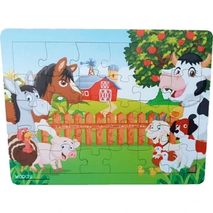Woodylife Çiftlik Hayvanları Çitli 30 Parça Ahşap Puzzle Yapboz Çocuk Ouyuncak