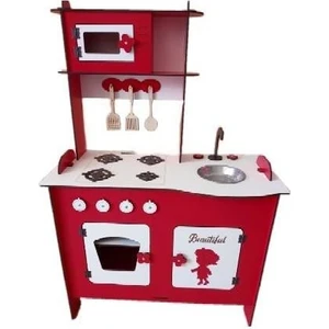 Woodylife Ahşap Oyuncak Mutfak Seti Eğitici Montessori Kırmızı Çocuk Oyuncak