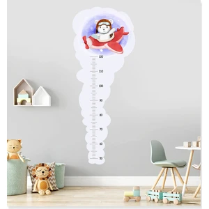 Sticker Sepetim Sevimli Hayvanlar Uçakta Boy Ölçer Çocuk Odası Dekoratif Duvar Sticker