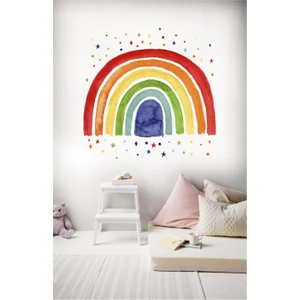 Sticker Sepetim Renkli Yıldızlar Puantiyeler ve Gökkuşağı Çocuk Odası Duvar Sticker